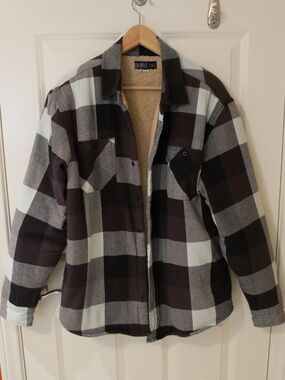 Caliville Mens Sherpa-Lined Flannel Button-Down Shirt~